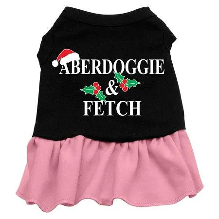 Aberdoggie Christmas Screen Print Dress Black with Pink Sm (10)