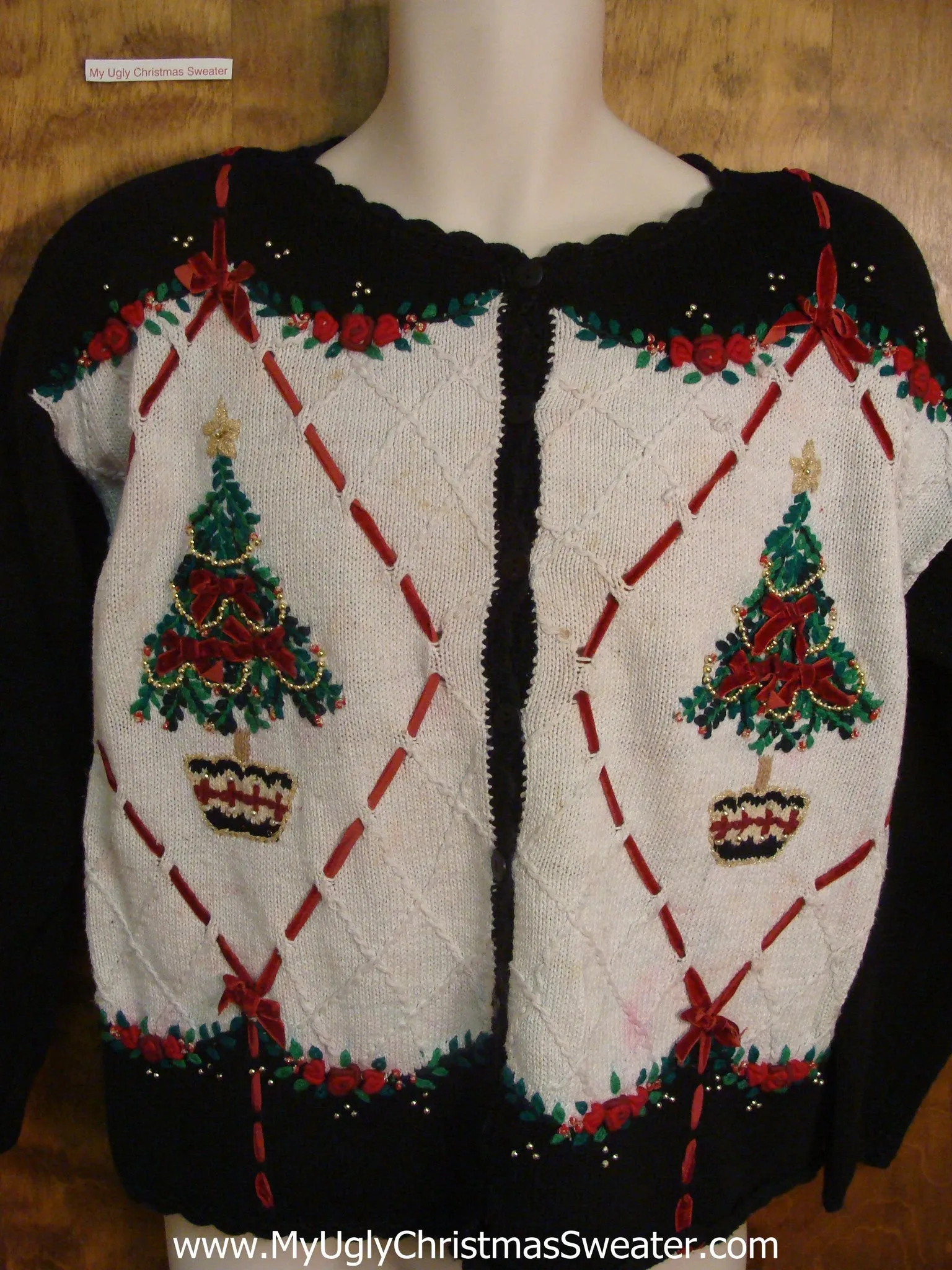 Argyle with Trees Cheesy Christmas Sweater