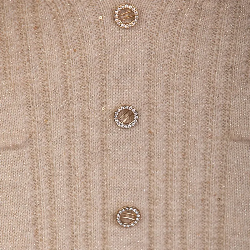 Beige Wool V Neck Sweater