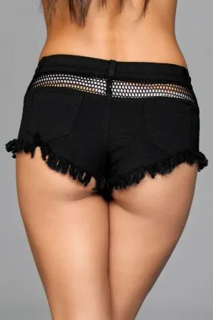 BeWicked fishnet top J11BK Such A Catch Denim Shorts - Black