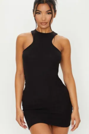 Black Halter Neck Mini Sleeveless Dress