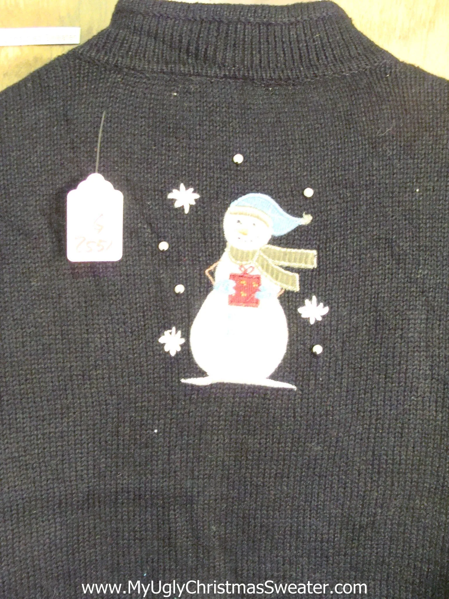 Black Snowman Themed Light Up Cheesy Christmas Sweater