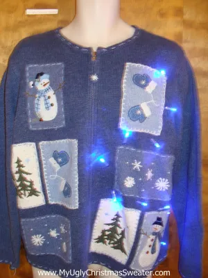 Blue 2sided Light Up Cheesy Christmas Sweater