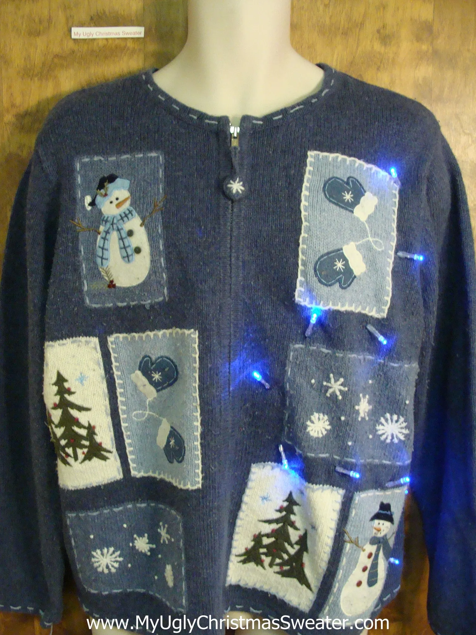 Blue 2sided Light Up Cheesy Christmas Sweater