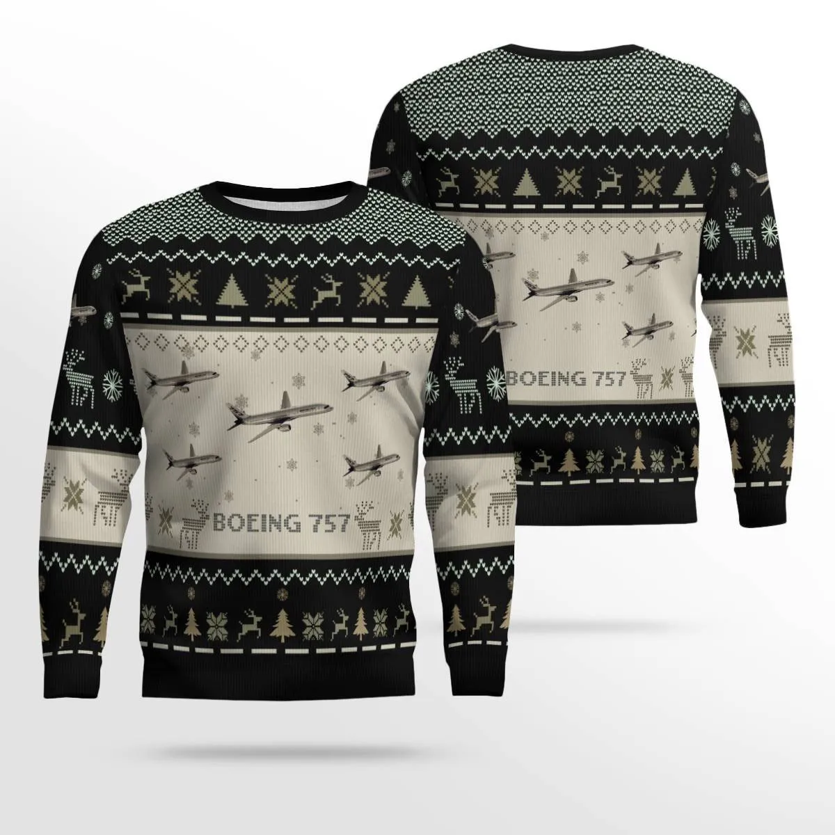 Boeing 757 Aircraft Multicolor Ugly Christmas Sweater, Idea Gift for Men Dad Christmas