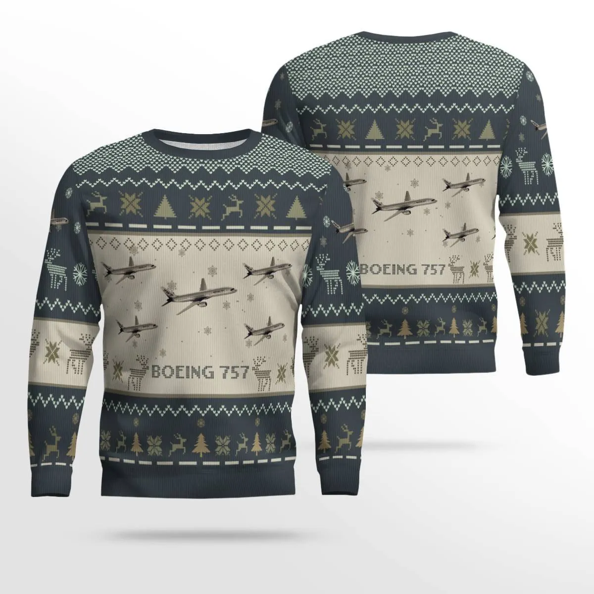 Boeing 757 Aircraft Multicolor Ugly Christmas Sweater, Idea Gift for Men Dad Christmas