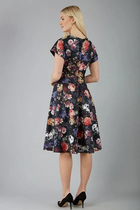 Boston Cap Sleeve Printed Swing Dress