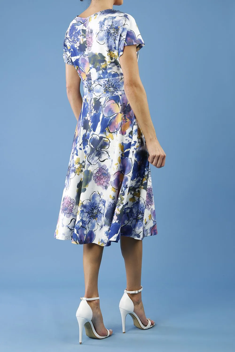 Boston Cap Sleeve Printed Swing Dress