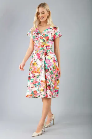 Boston Cap Sleeve Printed Swing Dress