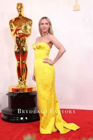 Brittany Snow 2024 Oscars Yellow Red Carpet Dress