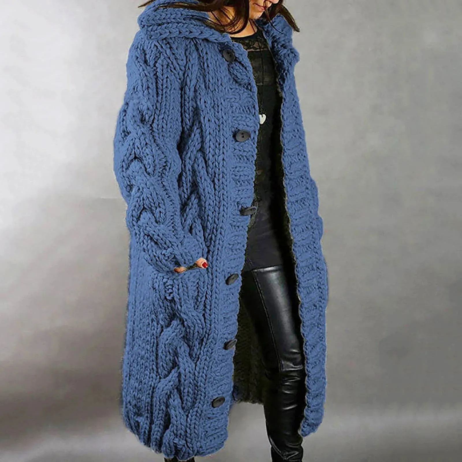 Bulky Cable Knit Midi Cardigan