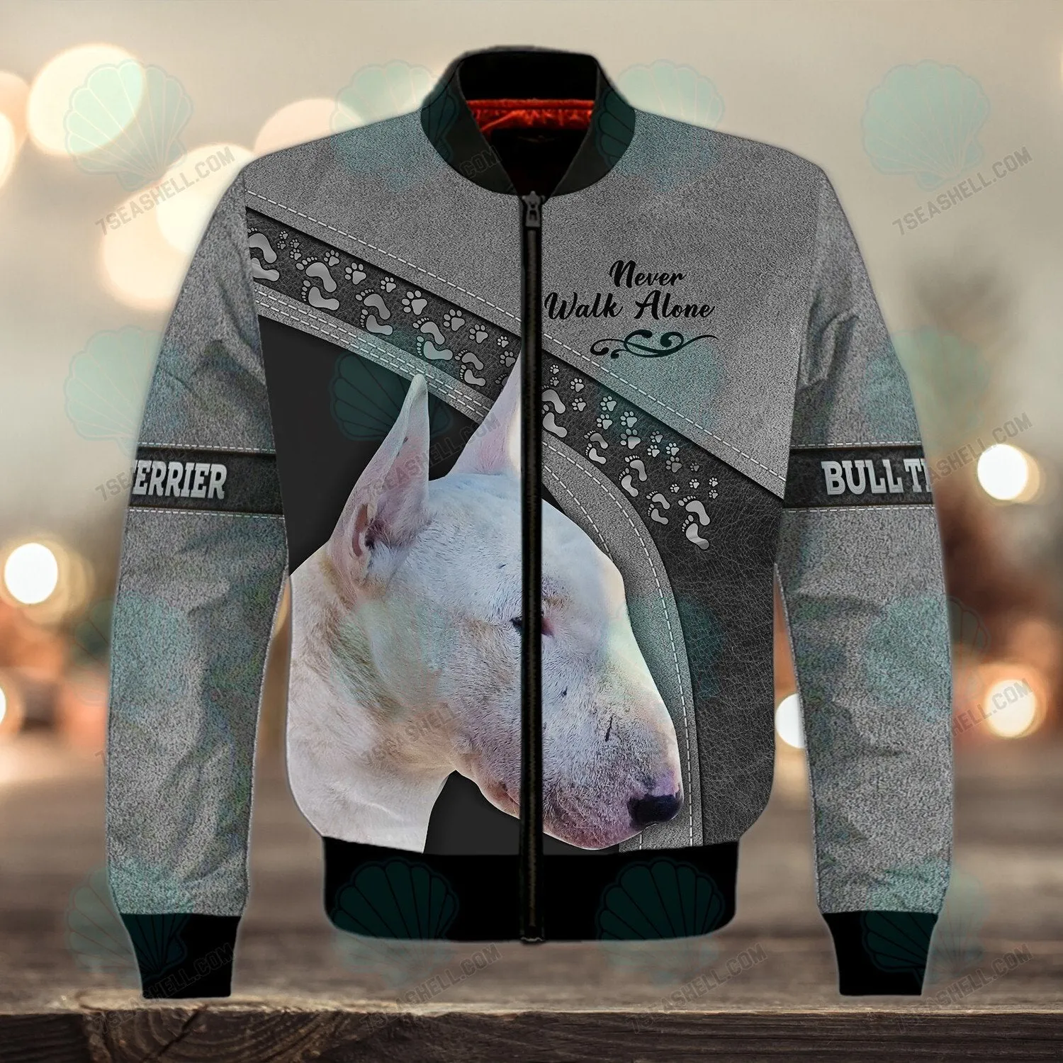 Bull Terrier Love Never Walk Alone 3D Full Print Shirts 1601, Christmas Dog Memorial Gifts for loss of Dog