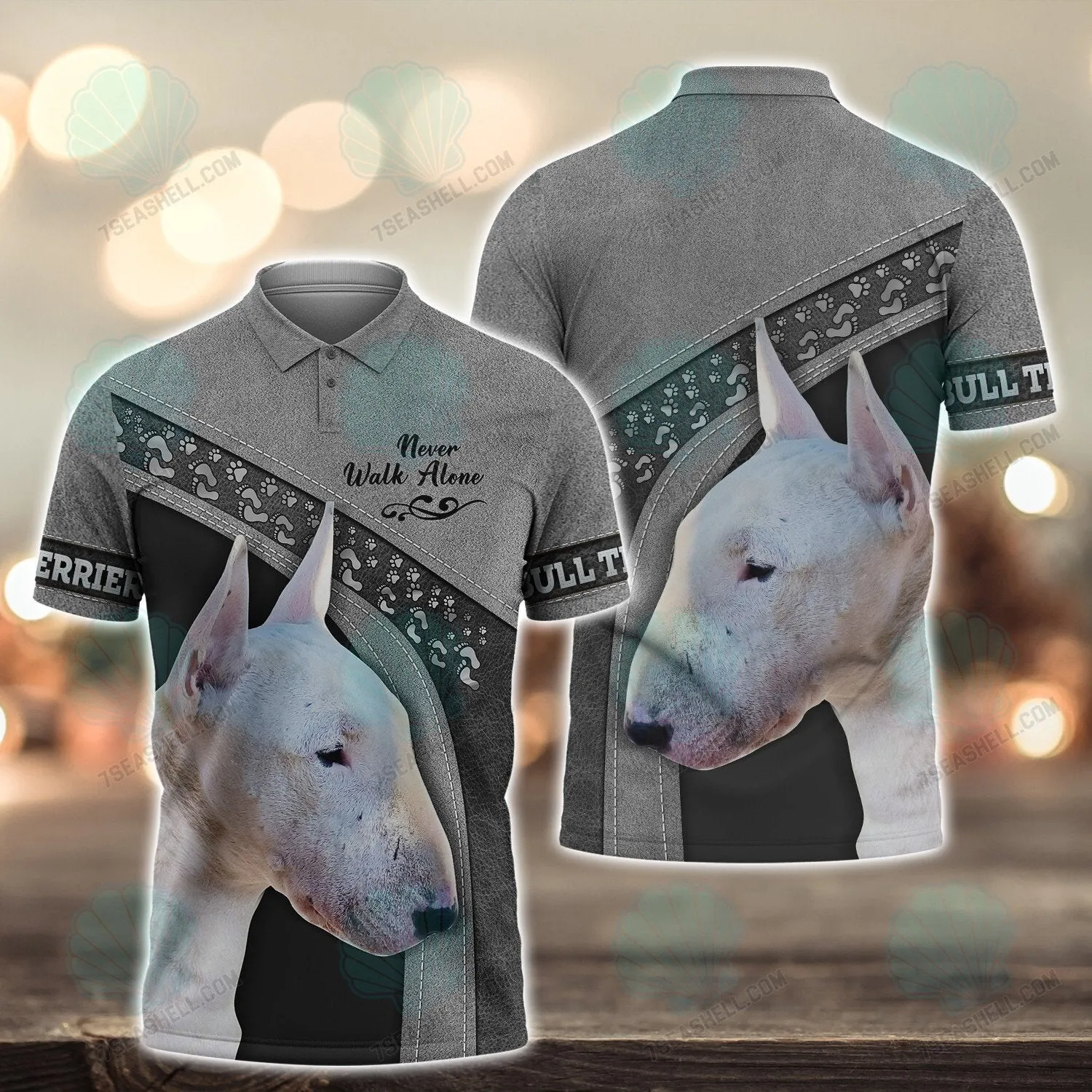 Bull Terrier Love Never Walk Alone 3D Full Print Shirts 1601, Christmas Dog Memorial Gifts for loss of Dog