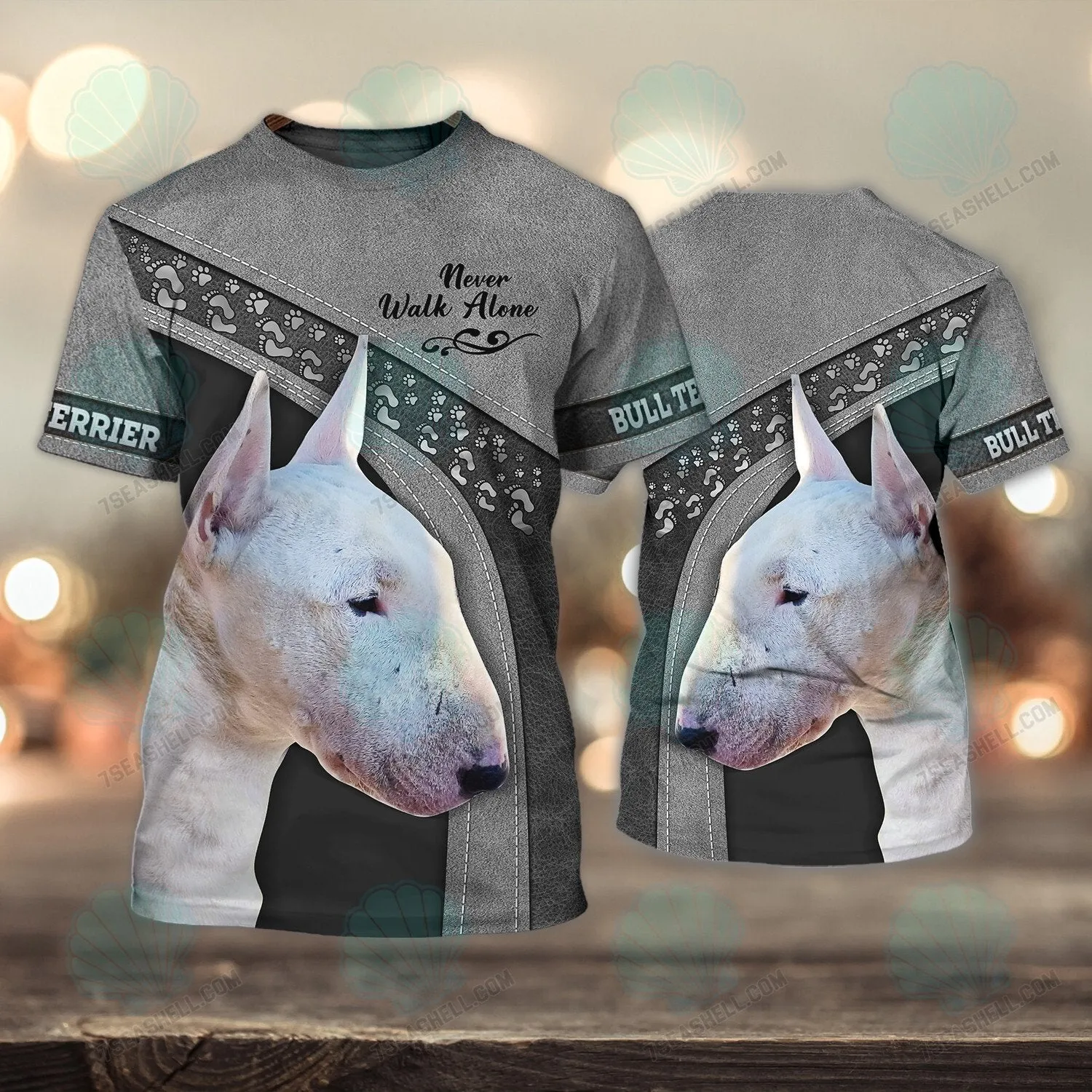 Bull Terrier Love Never Walk Alone 3D Full Print Shirts 1601, Christmas Dog Memorial Gifts for loss of Dog