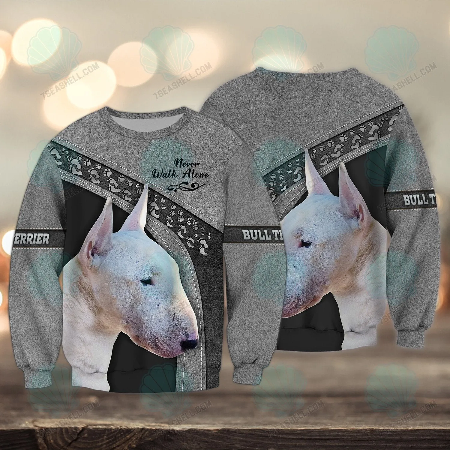 Bull Terrier Love Never Walk Alone 3D Full Print Shirts 1601, Christmas Dog Memorial Gifts for loss of Dog