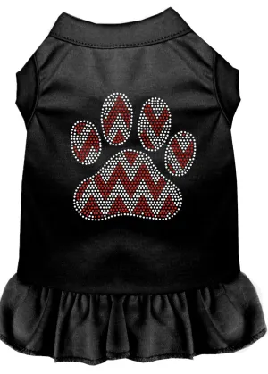 Candy Cane Chevron Paw Rhinestone Dog Dress Black Med (12)