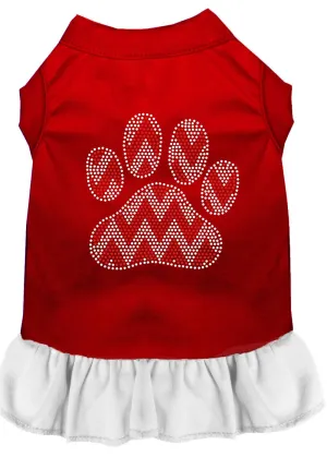 Candy Cane Chevron Paw Rhinestone Dog Dress Red With White Xxxl (20)