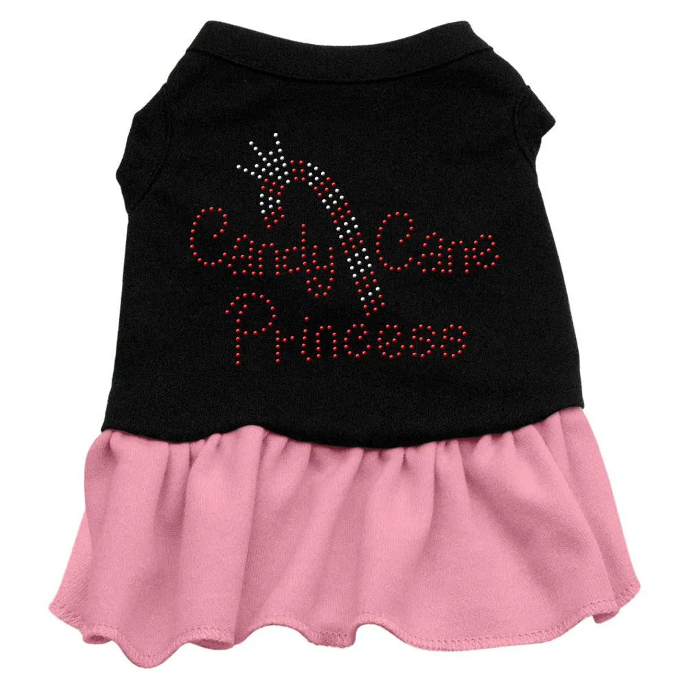 Candy Cane Princess Rhinestone Dress Black with Pink Lg (14)