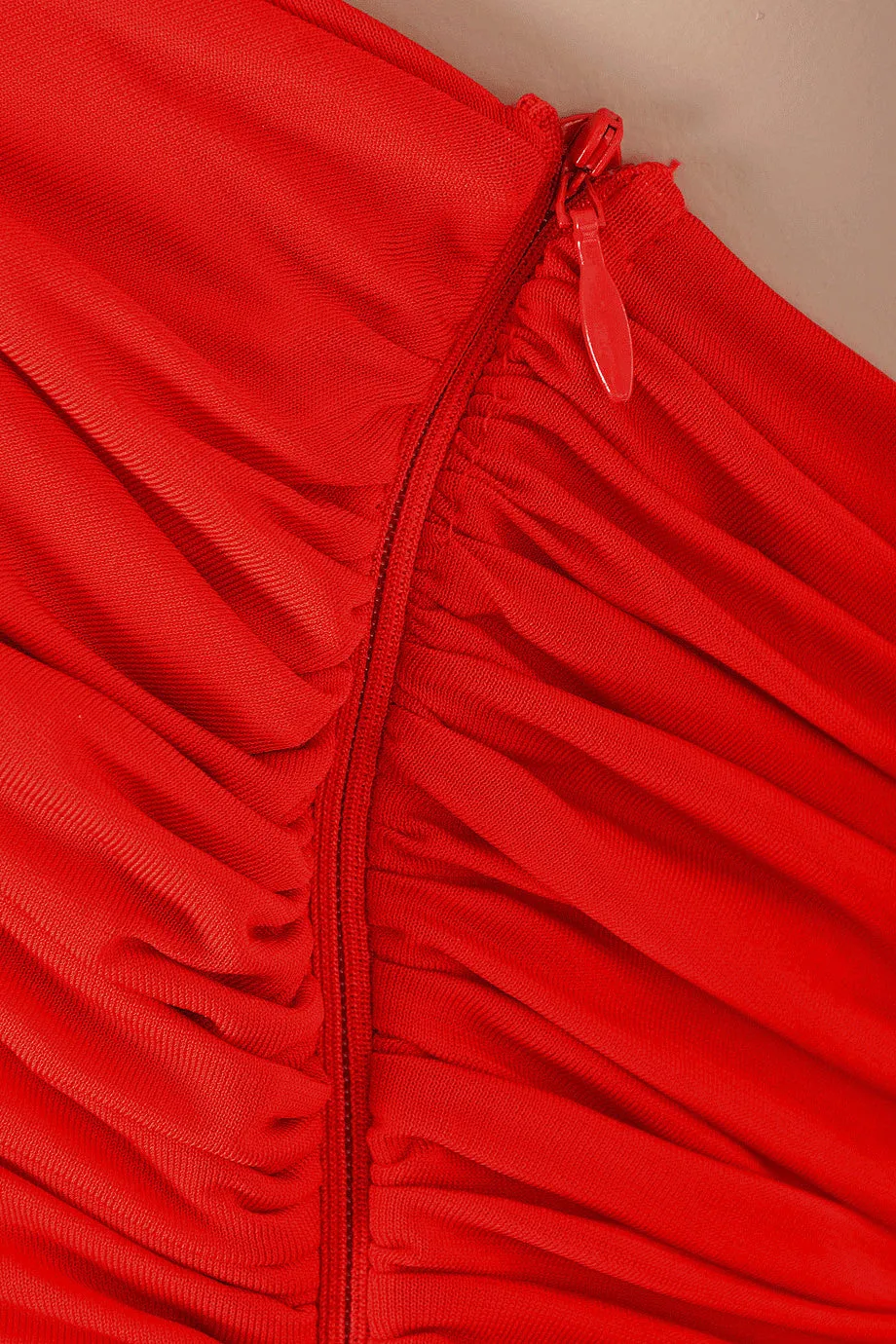 CARLOS MIELE DRAPED Red Halterneck Evening Dress