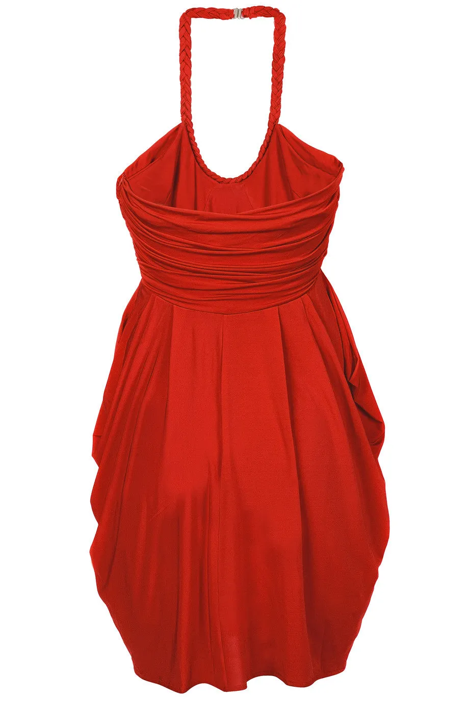 CARLOS MIELE DRAPED Red Halterneck Evening Dress