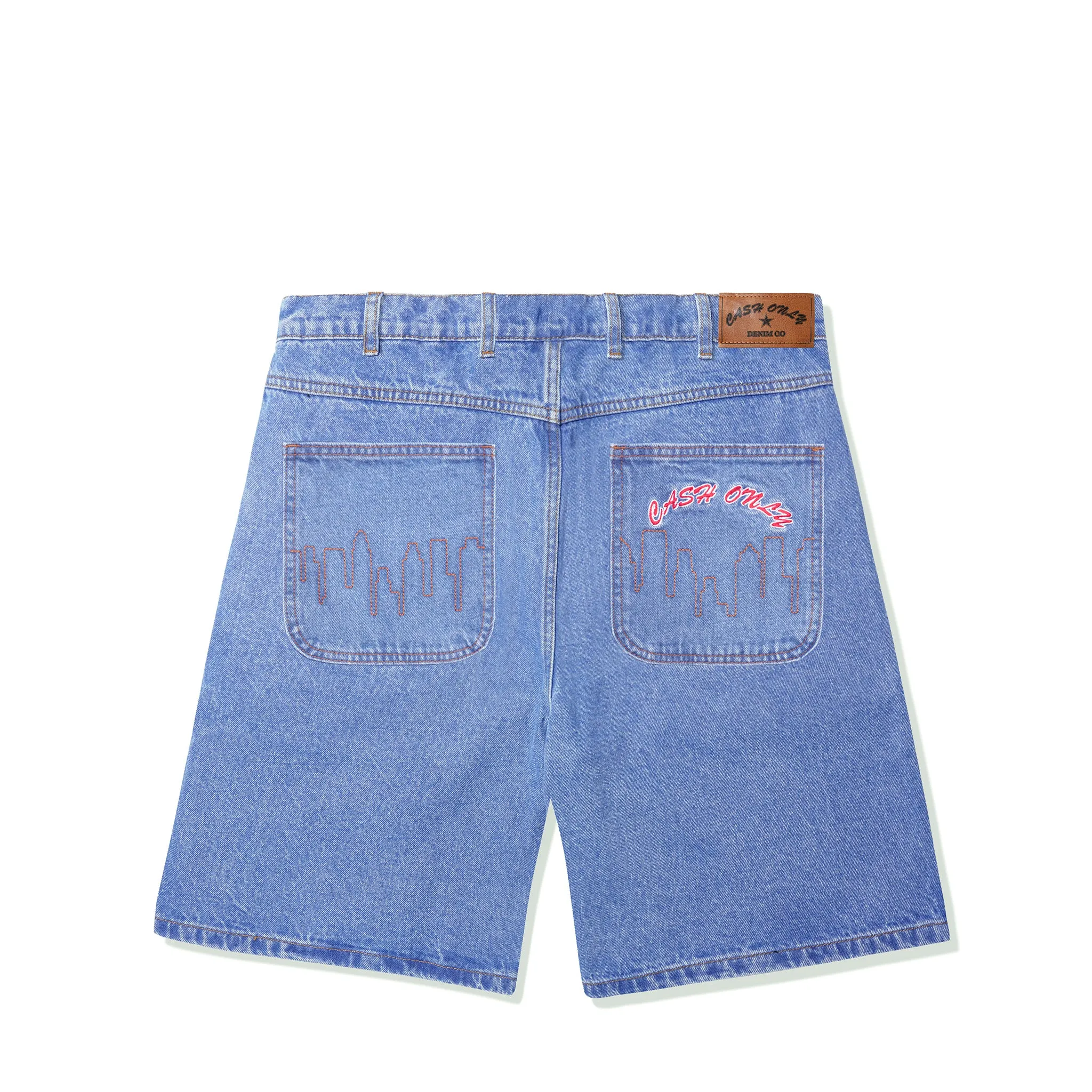 Cash Only Logo Denim Shorts Washed Indigo