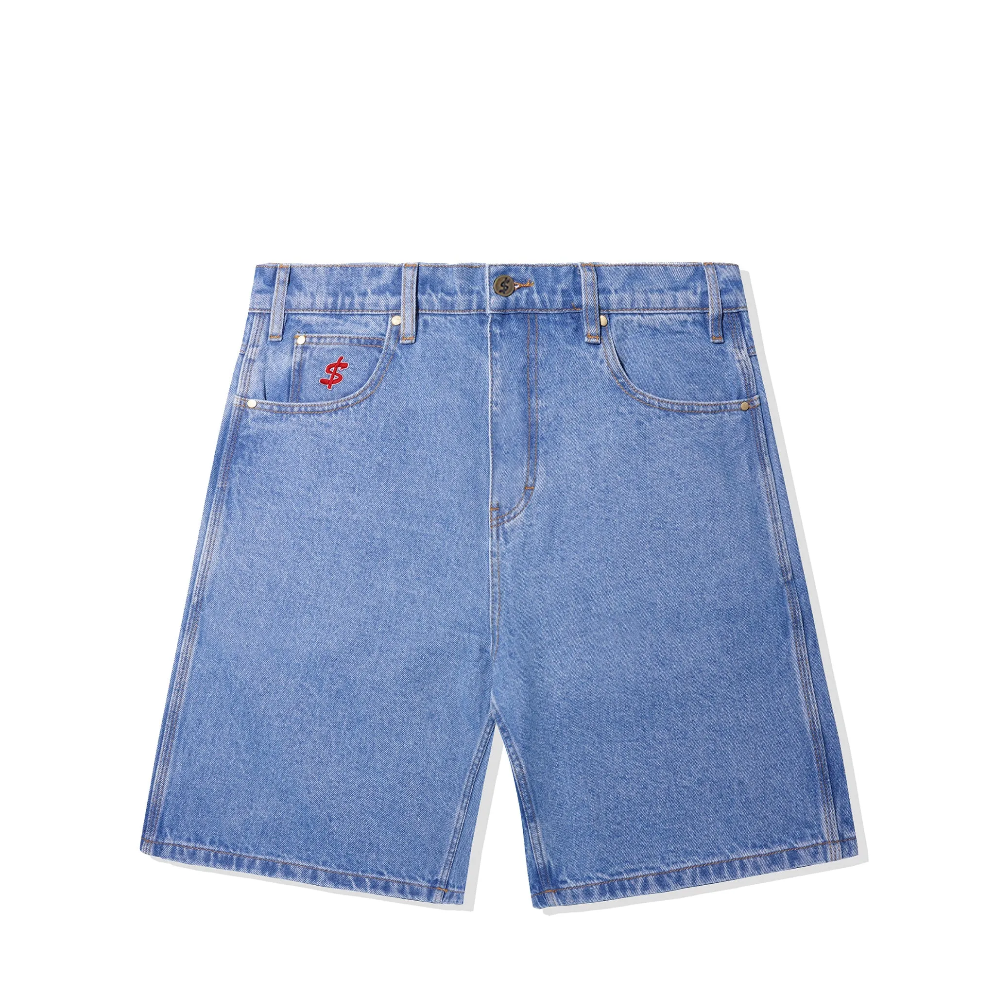 Cash Only Logo Denim Shorts Washed Indigo