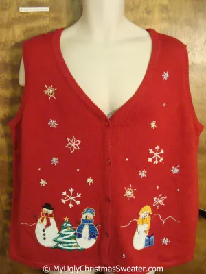 Cheap Christmas Sweater Vest with Snowmen