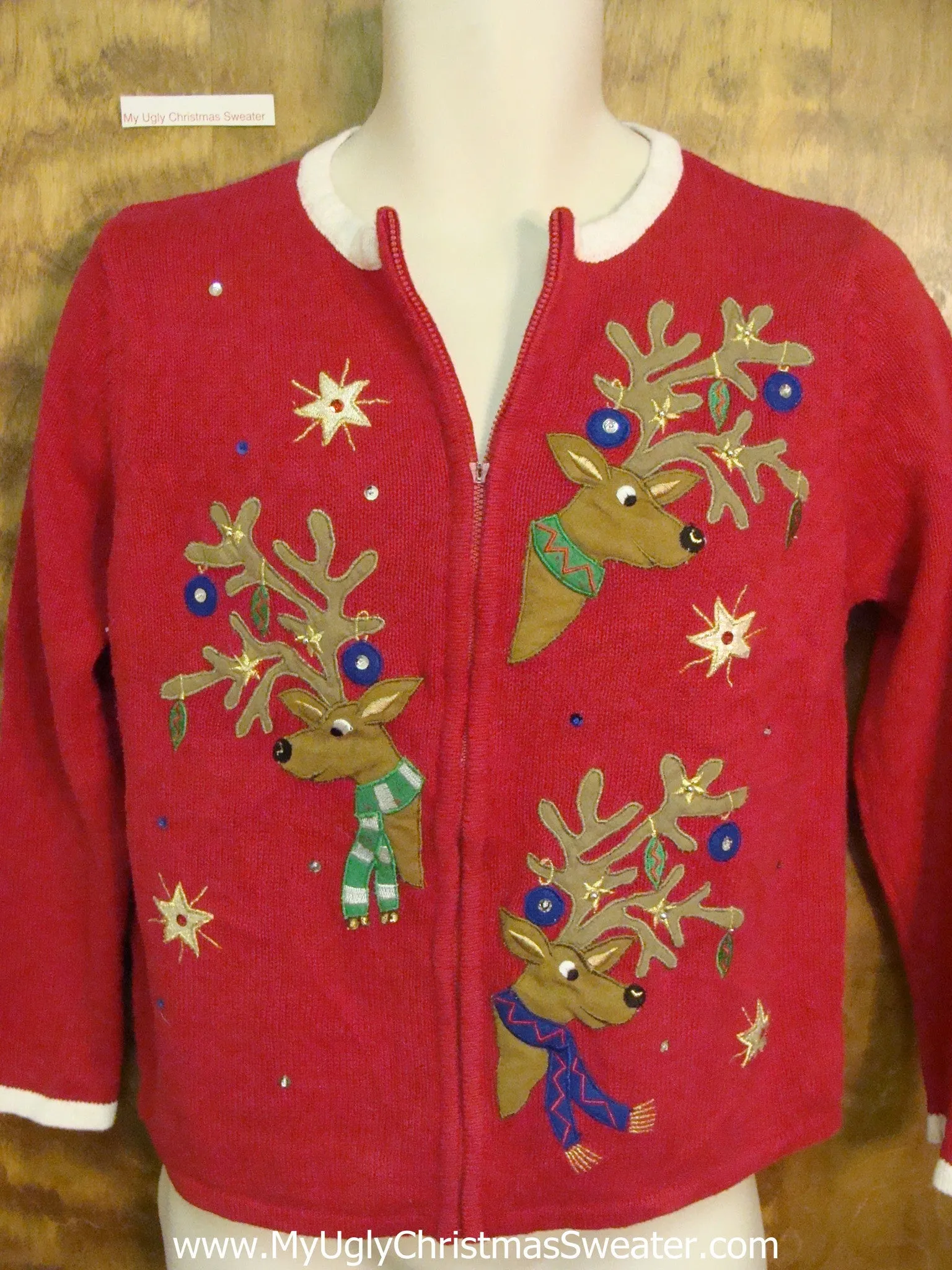 CHEAP Funny Peaking Reindeer Horrible Christmas Sweater