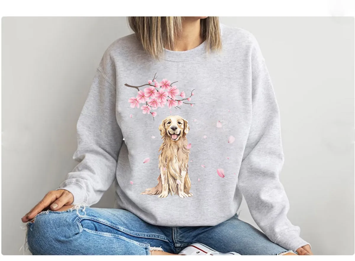 Cherry blossoms Golden Retriever Sweatshirt, Dog mom Shirt