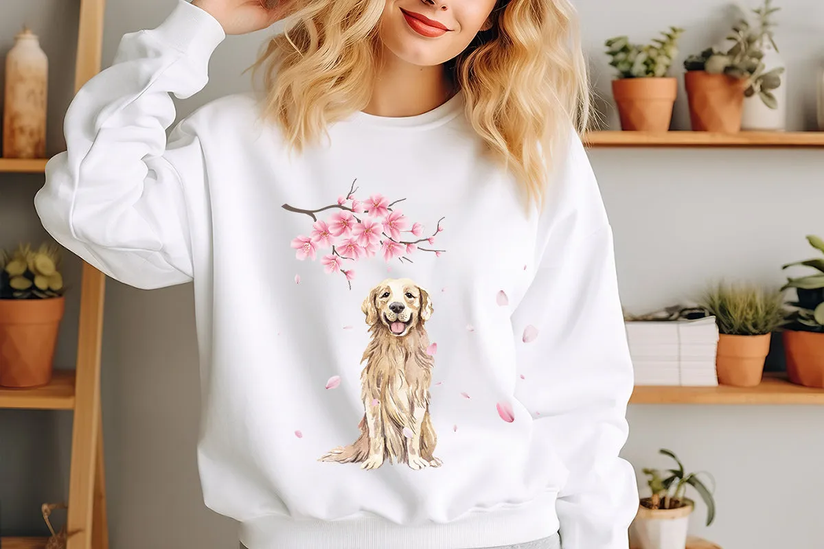 Cherry blossoms Golden Retriever Sweatshirt, Dog mom Shirt