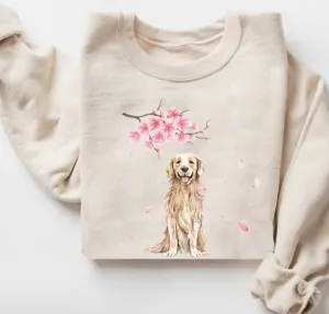 Cherry blossoms Golden Retriever Sweatshirt, Dog mom Shirt