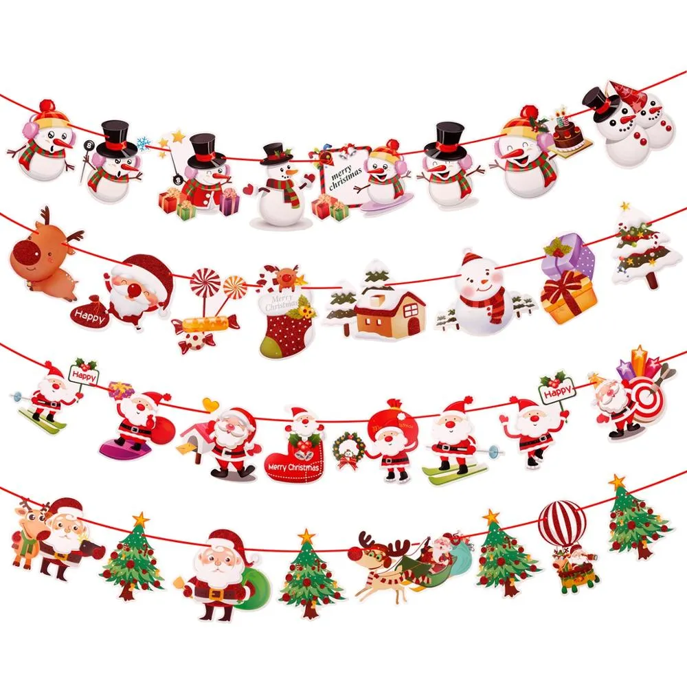 Christmas Banner Garland Merry Christmas Decor for Home Navidad Noel 2021 Christmas Ornaments Xmas Decor New Year