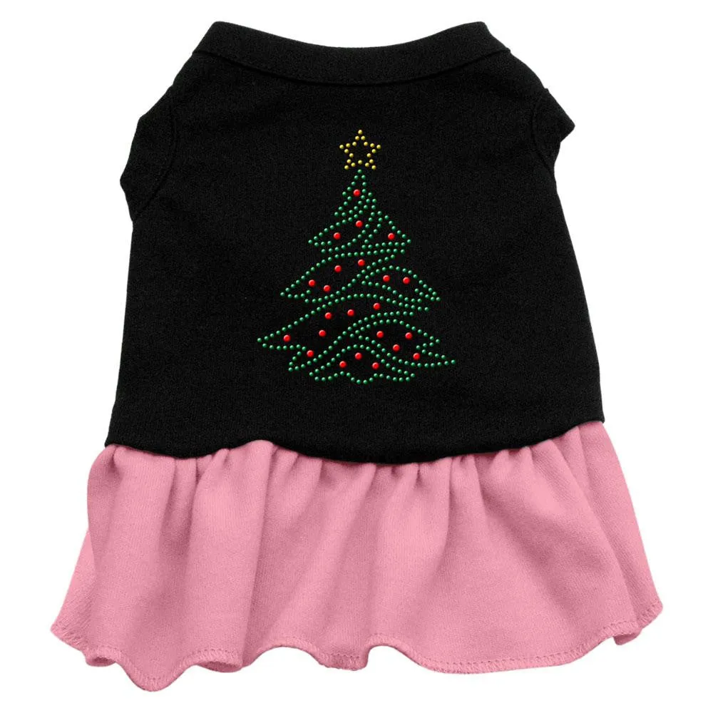 Christmas Tree Rhinestone Dress Black with Pink Lg (14)