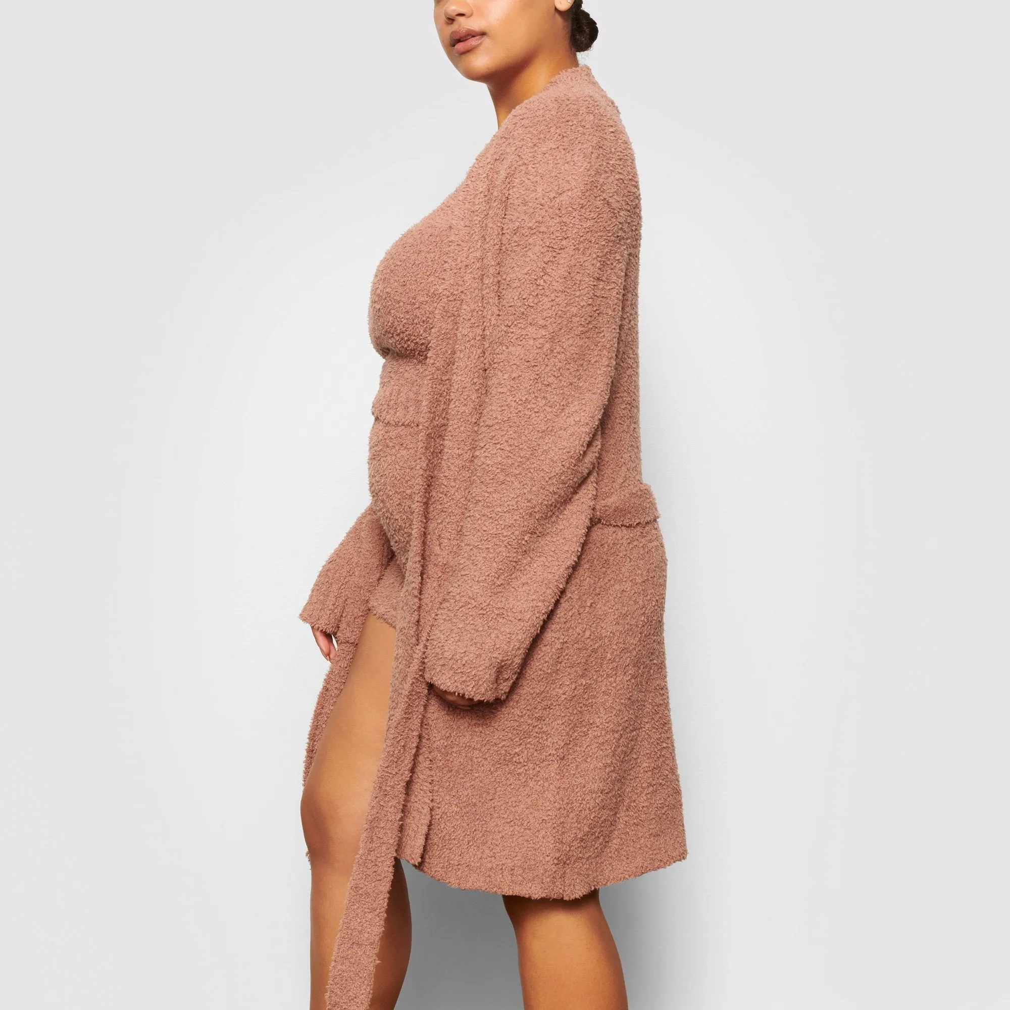 COZY KNIT SHORT ROBE | ROSE CLAY