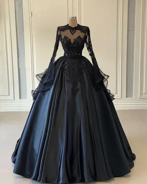 Custom Black African Wedding Gown, Satin Black Wedding Dress, African evening prom Dress