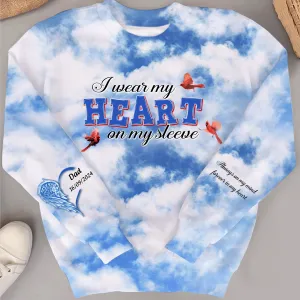 Customized Family Loss I Wear My Heart On My Sleeve Personalized All Over Print Sweatshirt