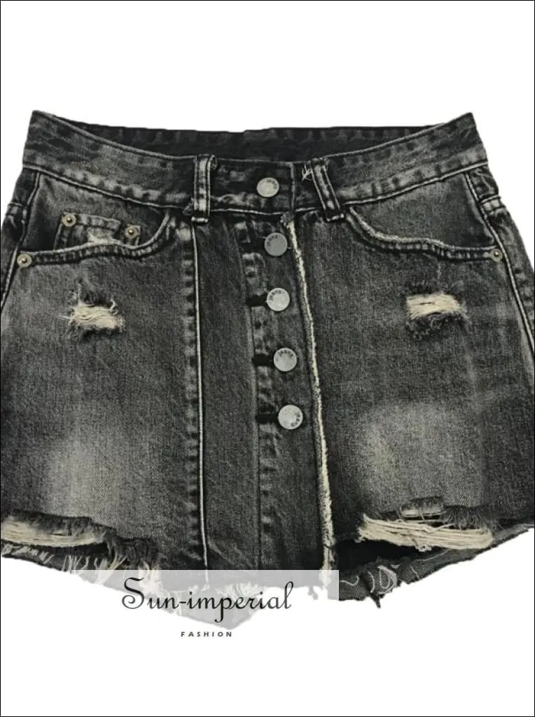 Denim Mini Skirt Washed High Waist A-line Jeans Mini Skirt