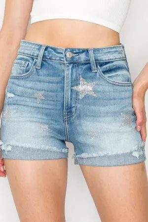 Eleanor Plus Star Rhinestone High Rise Shorts