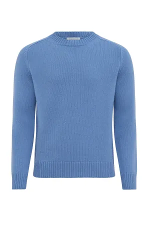 Francesco Knit Sweater in Light Blue Denim Cashmere