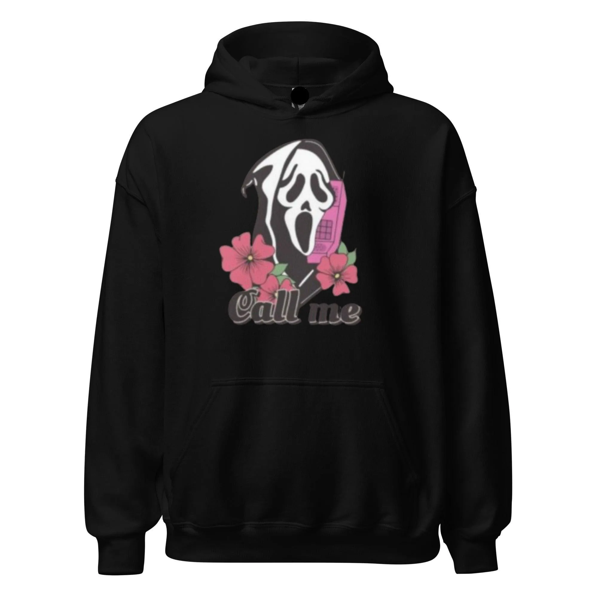 Ghost Face Hoodie Call Me Beautiful DTG Printed Premium Blended Cotton Pullover