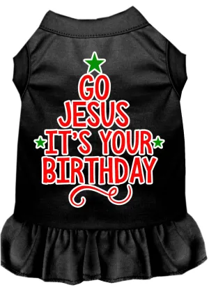 Go Jesus Screen Print Dog Dress Black Sm (10)