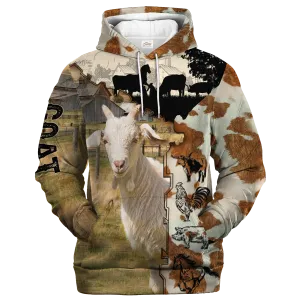 Goat Fur Pattern On The Farm Hoodie, 3D All Over Print Hoodie Men Women Farmer Hoodie