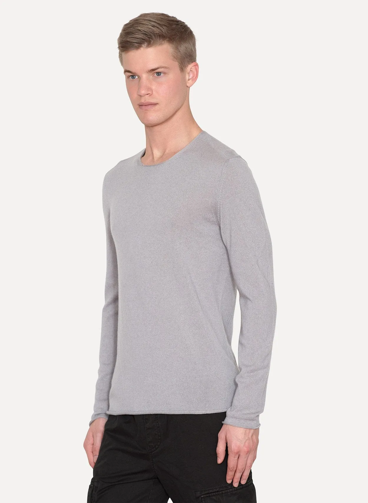 Grey Cashmere Perspective Punched Selvedge Sweater