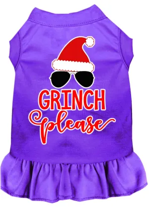 Grinch Please Screen Print Dog Dress Purple Lg (14)