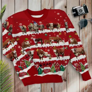 Hereford In Snow Multicolor Pattern Christmas Sweatshirt