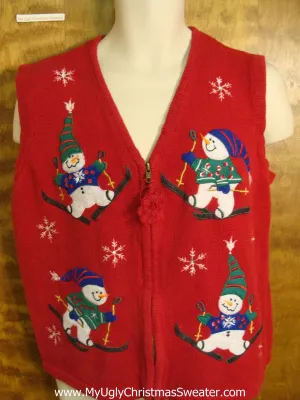 Holiday Snowmen Skating Christmas Sweater Vest