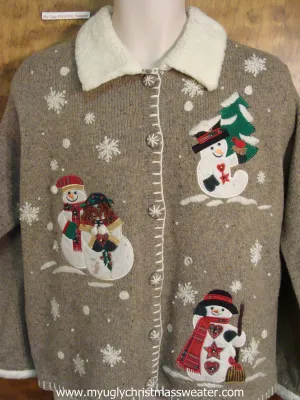 Holiday Snowmen Ugly Christmas Sweater