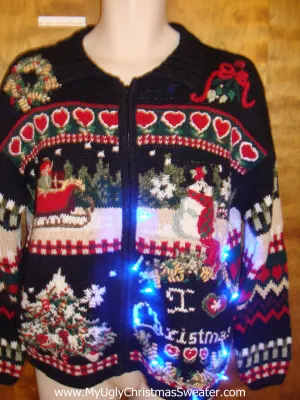 I HEART CHRISTMAS Light Up Ugly Xmas Sweater