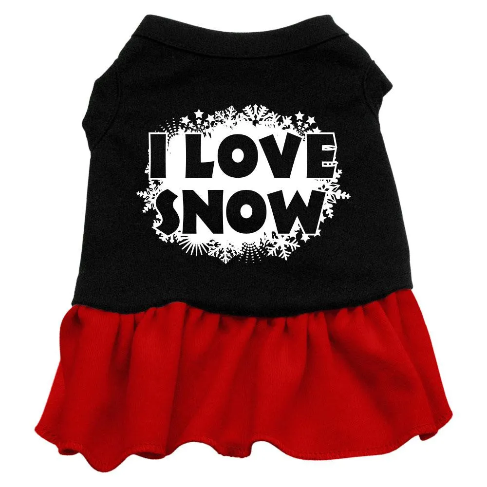 I Love Snow Screen Print Dress Black with Red Sm (10)