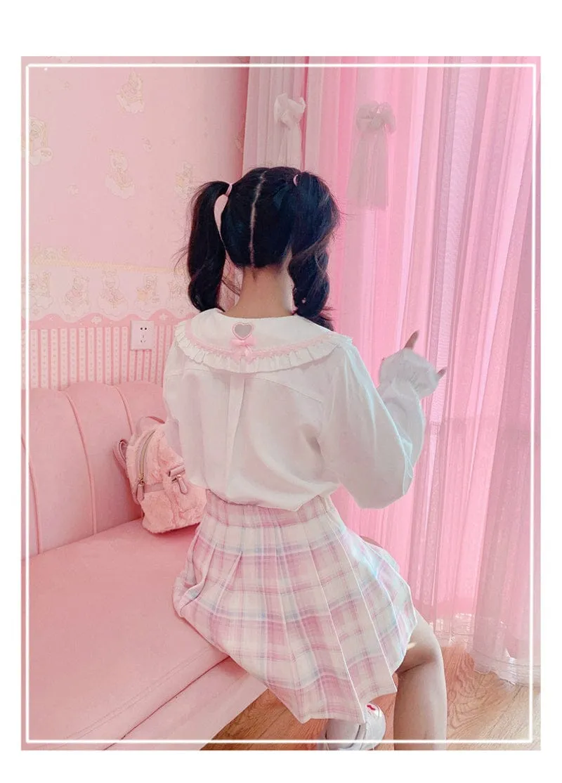 Kawaii Patchwork Plaid Sakura Skirt